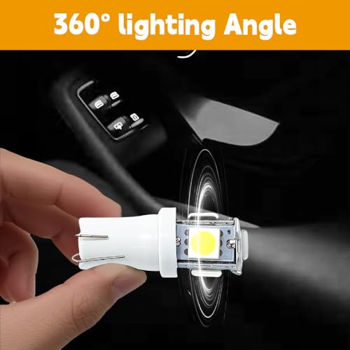 Image of 10PCS 194 LED Bulb, Three-Chip Design LED License Plate Light Bulbs License Plate Light Bulbs Low Power Consumption & Long-Lasting Suitable for most car models (White)