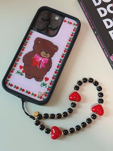Drawwind Phone Charm Strap Cute Wrist Straps Cell Phone Charm String Y2K Aesthetic Lanyard Wristlet Chain for Case Camera AirPods Bags Keychains (Red Hearts)
