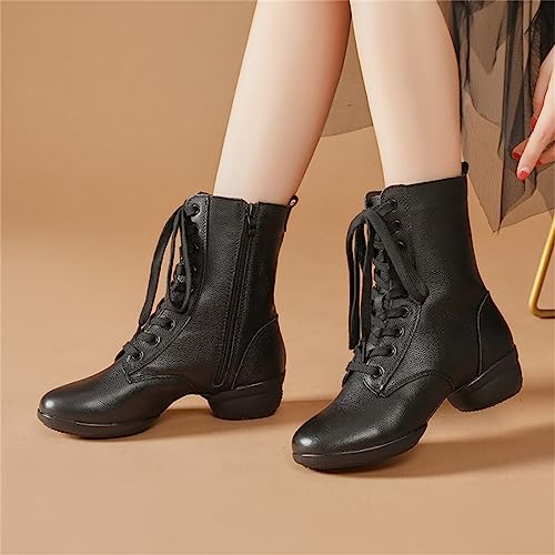 Women's Jazz Shoes Lace-Up Dancing Walking Sneakers High Top Split Sole Modern Dance Shoes 5