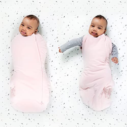 Image of Happiest Baby Sleepea Comforter Swaddle - 100% Organic Cotton Baby Swaddle Blanket - Doctor Designed Promotes Healthy Hip Development (Rose, XL)