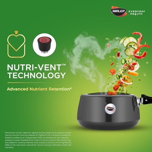 Image of Nirlep NutriHealth 3 Litre Inner Lid Hard Anodized Aluminium Handi Pressure Cooker with Induction Bottom