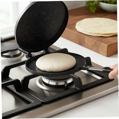 Pressa per impasto per pizza Pressa per tortilla a doppio lato antiaderente da 8 pollici con manico Tortilla Maker per focacce, pizza, roti, taco, empanada, impasto