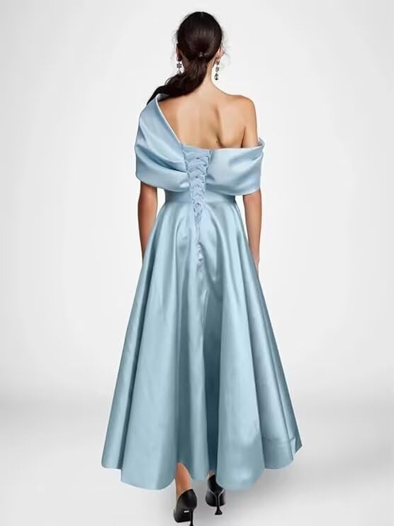 Satin Mother of The Bride Dress One Shoulder for Wedding A-line with Pockets Formal Dresses for Women2