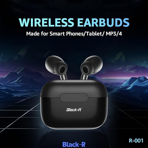 Image of Black-R Truly Wireless Bluetooth in Ear Earbuds with Active Noise Cancellation Buds, Bombastic Bass, Type C Fast Charging, 4Mics for Calling, v5.4 Bluetooth TWS, Wireless Earphones with mic, Black