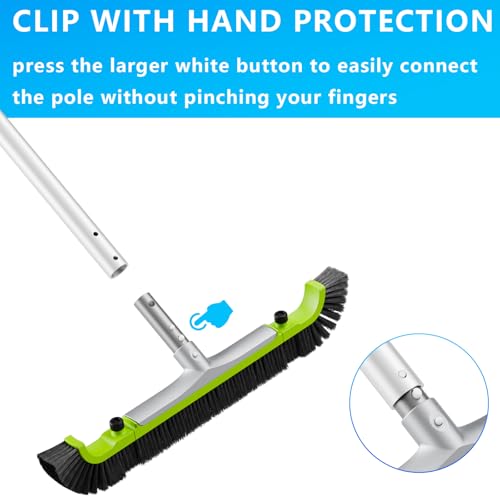 Image of Sepetrel 20 inch Pool Brush Head for Cleaning Walls,Heavy Duty Inground /Above Ground Swimming Pool Scrub Brushes with Premium Strong Bristle & Reinforced Aluminium Back