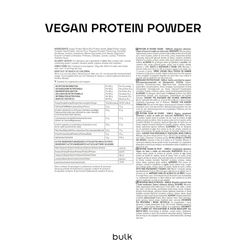 Bulk Vegan Protein Powder, Shake protéiné végétal, Vanilla, 1 kg, New & Improved Formula – Image 8