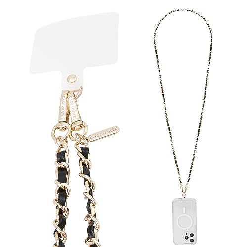 Case-Mate Crossbody Phone Lanyard [Works with All Phones] Hands-Free Strap - Leather Cell Phone Charm - Neck Chain Holder for iPhone 17 Pro Max/16 Pro Max/15/14/13/S26 Ultra - Gold Chain Black Leather by Case-Mate - Used condition - US$16.84
