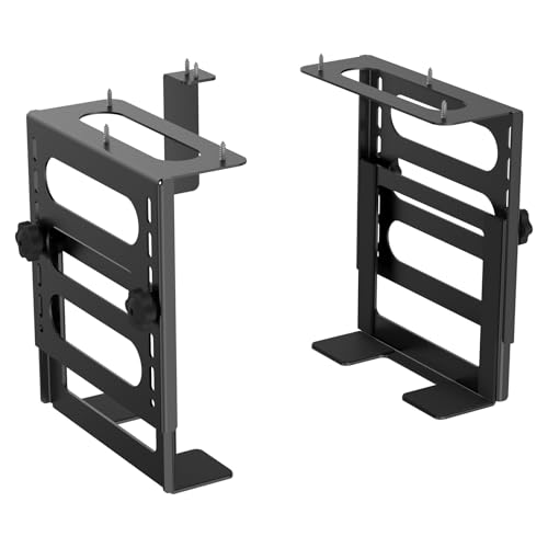 sciuU Support Réglable sous Bureau, Fixation Murale et Plafond pour Appareils Épaisseur 12,7-24,7cm / 5kg, Acier Max Compatible avec Xbox, PS5, NAS,...