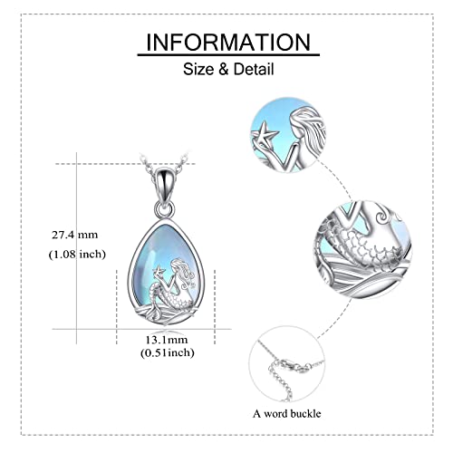 Mermaid Necklace Sterling Silver Moonstone Mermaid Tail Pendant Necklace Moonstone Ocean Jewelry for Women4