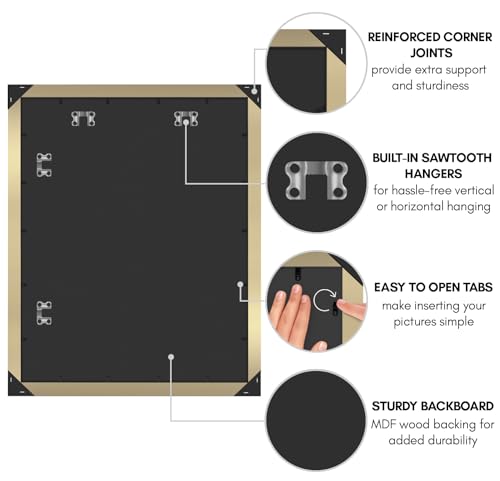 Americanflat 22x28 Poster Frame with Polished Plexiglass - Gold Picture Frame - Wide Photo Frames Made of Engineered Wood for Vertical or Horizontal Wall Display - Epic Collection - Gold