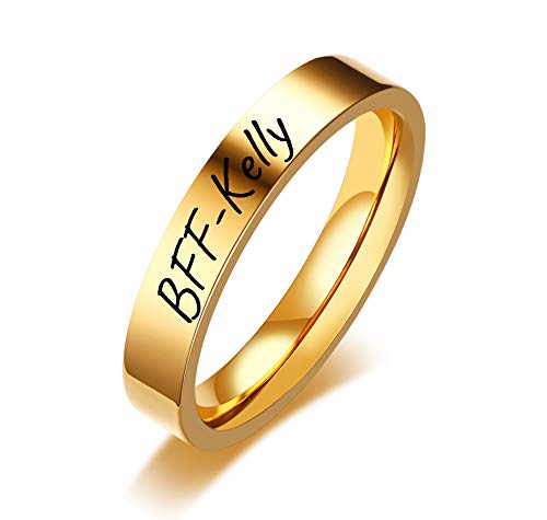 BFF Ring for 2-3-4-5-6-7-8-9-10 Personazlied BFF Friendship Jewelry Pinky Promise Pinky Swear Minimalist Polish Stainless Steel Flat Stackable Knuckle Ring Wedding Band,Bridesmaid Gift