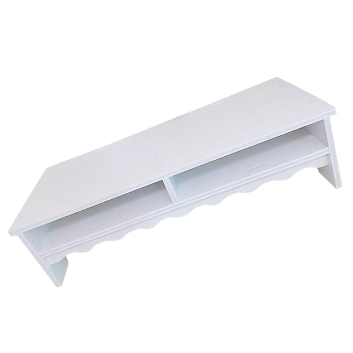 Supporto per Monitor da Tavolo Bianco con Ripiano Organizer | Composito Pvc Legno-plastica, Capienza Ampia, Uso Ufficio, Struttura Stabile per Impiego Prolungato