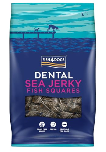 Fish4Dogs Sea Jerky Squares | Low Calorie Hypoallergenic Dog Treat | Baked Fish Chew for Dogs | Natural Dental | Fish Skin for Dogs (575g)