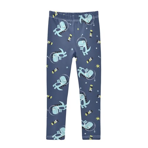 CaTaKu Girls Leggings Space Dinosaur Cartoon Leggings for Girls Kids Athletic Workout Yoga Pants Size 4-10T