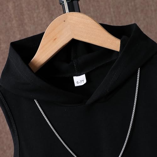Image of Size 6-12 Years Boys Summer Clothes Hooded Sleeveless Tank Tops Workout Shorts 2 Piece Set Fashion Outfits