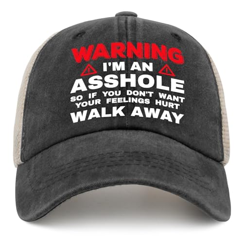 I'm an Assholes So If You Don't Want Your Feelings Hurt Walk Away Hat Trucker Hat Women Funny Mesh Hat for Summer Black