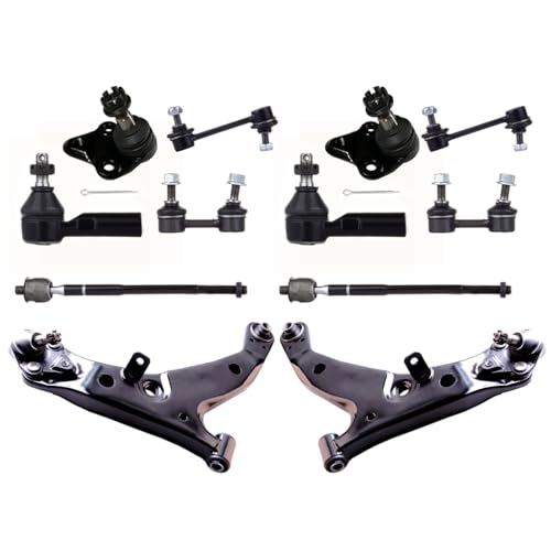 ASAPE 12 Pcs Suspension Kit - Fit 1996 1997 1998 1999 2000 2001 2002 for Toyota Corolla, Include - Front Lower Control Arm Ball Joint Inner and Outer Tie Rod End Sway Bar End Link OE# K80335 K80336