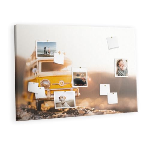 Tableau en liège 120x80 horizontal avec cadre métallique motif Route des vacances en voiture