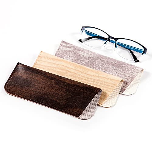 Image of TRIUMPH VISION 3 Pack Reading Glasses Pouch Soft Case Eyeglass Sleeve Slim | Alternative to Bulky Case in bag, Lightweight Lined Padded Protect Optical lens Slip in, Cute Pattern Portable for Daily Use
