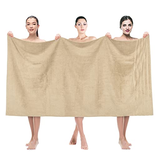 American Soft Linen 35x70 Jumbo Large Bath Towels, 600 GSM 100% Cotton Turkish Bath Sheet, Oversized Luxury Bath Towels for Bathroom Beach and Pool, Beige