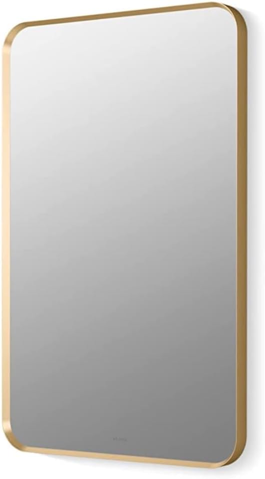 CIPLA PLASTIKON Rectangle Decorative Mirror for Wall (24"x 18") inch | Mirror Frame in Brushed Rosegold Finish with Beveled Metal Frame | Premium Metal | Mirror for Bathroom, Living Room