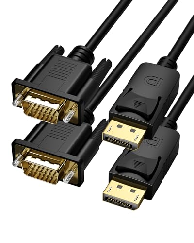 2Pack DisplayPort to VGA Adapter 6ft, Male to Male DP to VGA Cable
