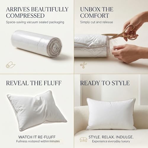Image of VAS COLLECTIONS Cloud Cotton Pillows Set of 2 | Soft Fluffy Adjustable Sleeping Pillows 27x16 Inch | White | Piping Edges | Bed Pillow for Neck Support & Comfort (4, Pack of 4)