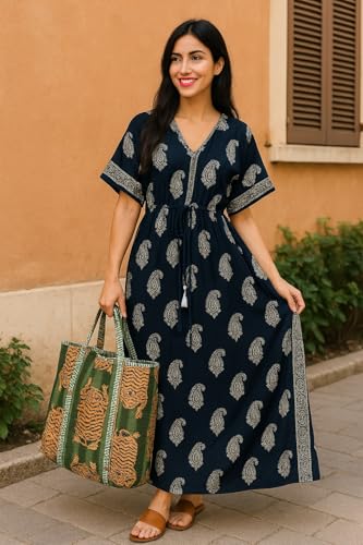 Cotton Kaftan Dresses for Women's v Neck Half Sleeves Cotton Swimsuits Cover up2