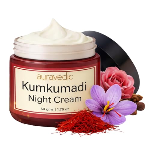 Image of Auravedic Kumkumadi Oil Retinol Night Cream For Face - Night Cream For Women With Niacinamide, Retinol, Saffron & Padmaka - Overnight Repair & Renew For Glowing Skin, 50g