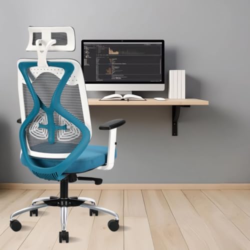 Image of IAFA FURNITURE Ergolux High Back Ergonomic Office & Study Chair | 3 Year Warranty | Adjustable Height, Tilt Lock, 2D Headrest, Adjustable Arms & Lumbar Support | Heavy Duty Metal Base | DIY | (Teal)