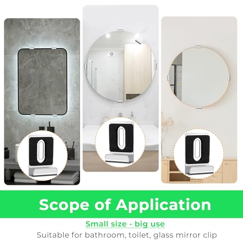 Image of 8 Sets Mirror Hanging Kit, Sturdy Practical Mirror Clips for Wall Mounting Reusable Mirrors Mounting Hardware for Wall Hanging Frameless Mirrors ( Black Silver)