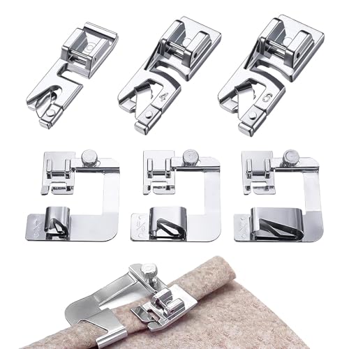 6Pcs Pied Ourlet Roulotté en Acier Inoxydable, Pieds Presseurs en Acier Inoxydable Pied de Biche Machine a Coudre Machine à Coudre Pied à Ourlet Couture...