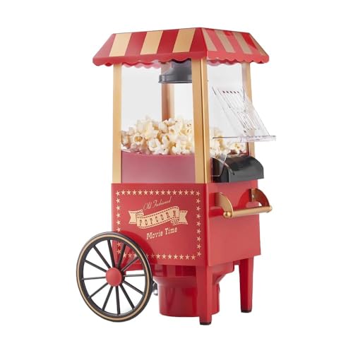 Namvo Machine à Pop-Corn électrique, Pop-Corn Frais Fait Maison en Moins de 3 Minutes, utilise de l'air Chaud, Couvercle Amovible, fêtes, soirées cinéma, fêtes d'anniversaire préférées (Rouge)