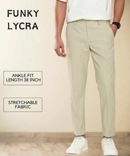 Image of MALENO Slim Fit Ankle Length Cotton Lycra Blend Formal Trouser for Men | Stretchable Ankle Length Formal Pant for Men