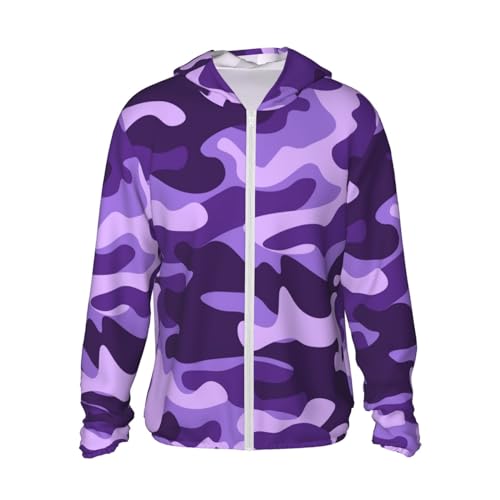 Purple Camouflage Pattern Sun Protection Hoodie Jacket Fashion Summer Sunscreen Clothing For Women Men