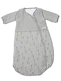 Gesslein 772087 Bubou Babyschlafsack mit abnehmbaren Ärmeln: Temperaturregulierender Ganzjahreschlafsack für Baby/Kinder Größe 90 cm, grau meliert mit Giraffen, grau