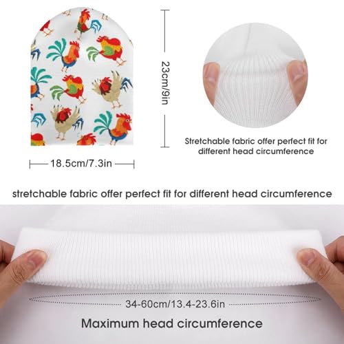Rooster Pattern Kids Beanie Hat for for Girls Boys Children Cap Winter Knitted Chemo Cancer Headwear Accessories Gifts Decoration Black2