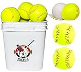 Xifua 11 Inch Bucket of 16 Softballs - Training Fastpitch Softballs for Girls - Solid Cork Center - Premium Durability