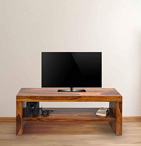 Daintree Sheesham Wood 1.40 Meter Natural Teak Finish MALU TV Unit Cabinet Entertainment Stand