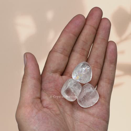 Image of Certified Clear Quartz Crystal Healing Tumbled Stone, Natural Polished Crystals for DIY Crafts, Manifestation, Meditation, Pooja Feng Shui and Reiki Healing (30 Grams)