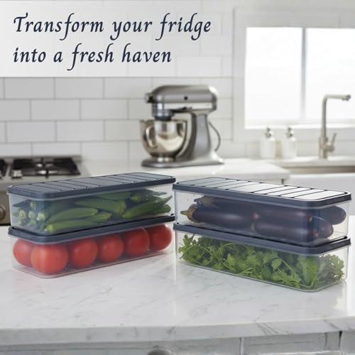 Image of GO STORE 2 Pcs Plastic Storage Containers Set for Kitchen | Pantry Organizer Kitchen Accessories Items, Fridge Storage Boxes | Leak-Proof, Durable and Space-Saving (1200ml)