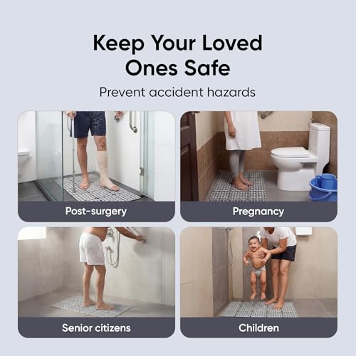 Image of Frido Anti-Slip Bath Mat With Dense Suction Cups | Quick-Drain Design for Faster Drying | Helps Prevent Mould Buildup | PVC Shower Mat For Wet Bathroom Floors | 80x40 cm Rectangular Shape | Slate Grey