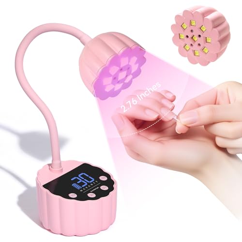 Image of Makartt UV LED Nail Lamp - Gooseneck 58mW /cm Flash Cure Lamp Rechargeable UV Light for Gel Nails with 4 Times & Auto Sensor USB Cordless Fast Curing Nail Art Design for Salon Home DIY (Pink)