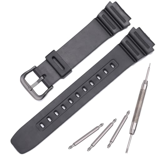 MCXGL Wasserdichtes Harz-Armband, kompatibel mit Casio AE-1100 F108WH AE1500WH AE1200WH, Unisex-Ersatzarmband, Gummi-Armband (Schwarz Schwarz Schnalle)