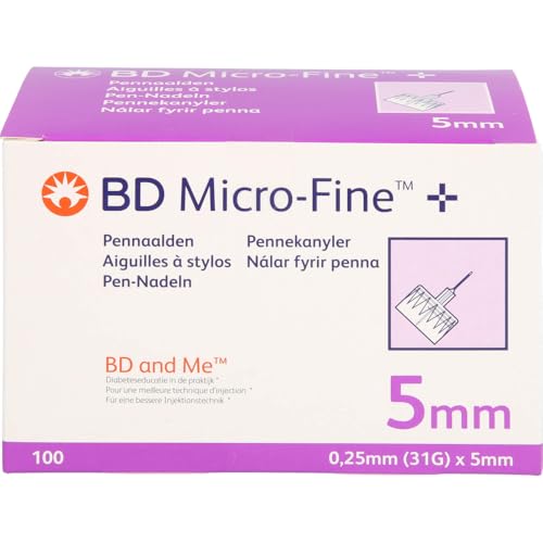 BD Micro-Fine Ultra Pen-Nadeln 0 25 mm x 5 mm (31G) 100 Stück Sanfte Injektion durch PentaPoint 5-fach Schliff & EasyFlow Technologie Passend für alle gängigen Insulinpens