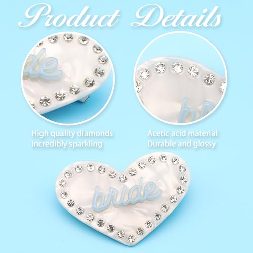 Pinza para cabello novia con brillo y diseño corazón miniatura 2