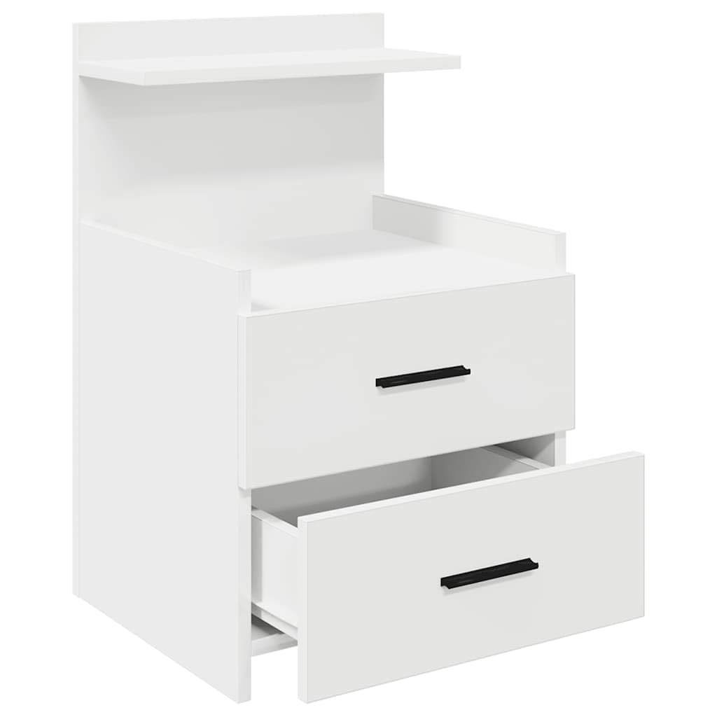 Comodino con 2 cassetti bianco in truciolato 40x36,5x62 cm, mobiletto salvaspazio con ripiano, consolle contenitore per camera da letto, soggiorno, ufficio, corridoio