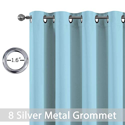 Yakamok Blackout Curtains for Bedroom,Grommet Thermal Insulated Room Darkening Curtains for Living Room, Set of 2 Panels (52 x 63Inch, Sky Blue)