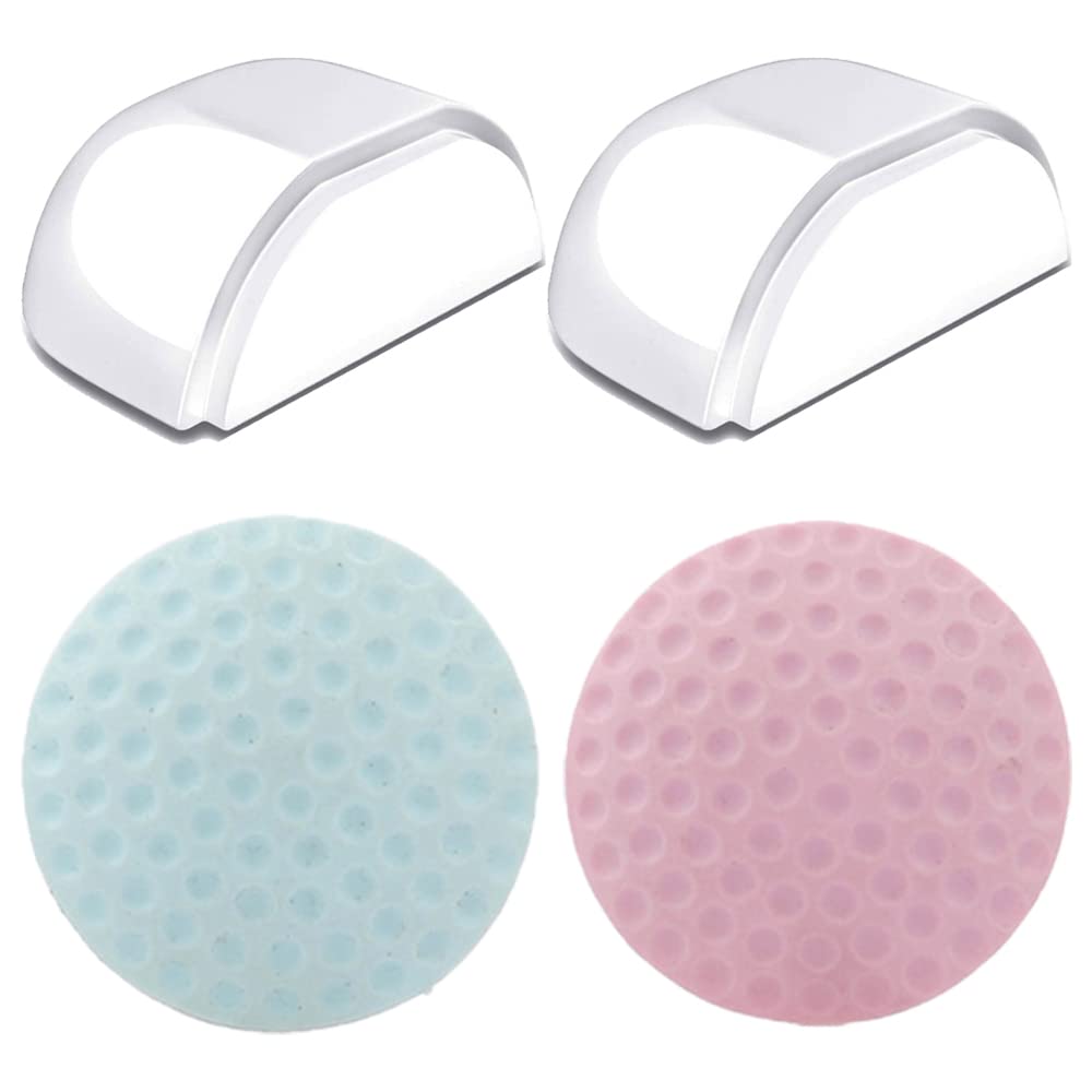 Dumyfeng Transparent Pink Blue 4 Pieces Clear Door Stoppers Clear Self-Adhesive Door Stops Door Stopper Wall Protector For Protect Most Door Wall From Damage And Furniture
