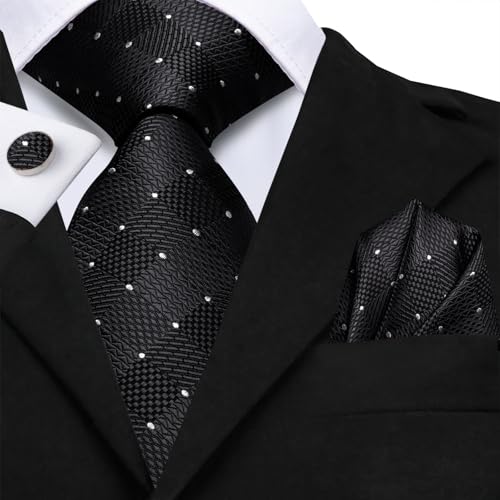 Image of Hi-Tie Men's Tie Sets Silk Paisley Striped Necktie Pocket Square Cuff-links Sets Wedding Business Holiday